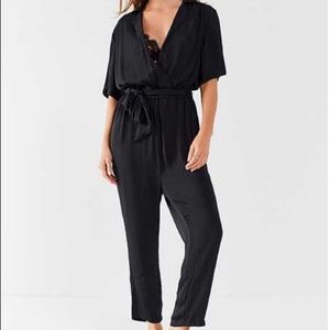 Urban Outfitters black silky jumpsuit